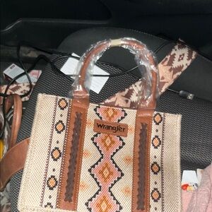 Wrangler Beige, Tan & Pink Woven Tote